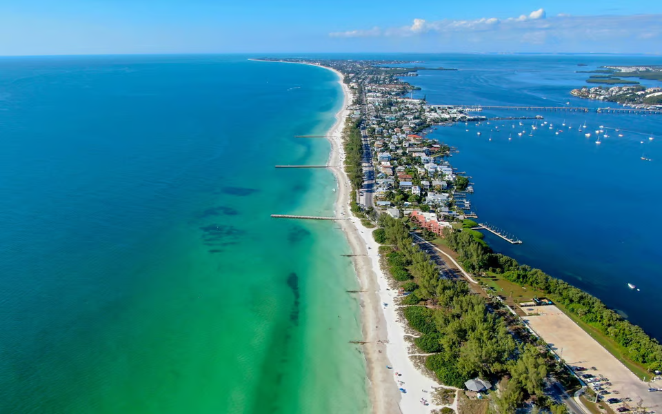 Aerial view of Anna Maria Island coastline